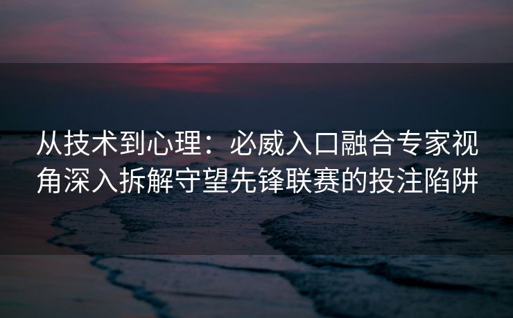 从技术到心理：必威入口融合专家视角深入拆解守望先锋联赛的投注陷阱  第2张