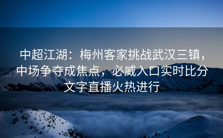 中超江湖：梅州客家挑战武汉三镇，中场争夺成焦点，必威入口实时比分文字直播火热进行  第2张