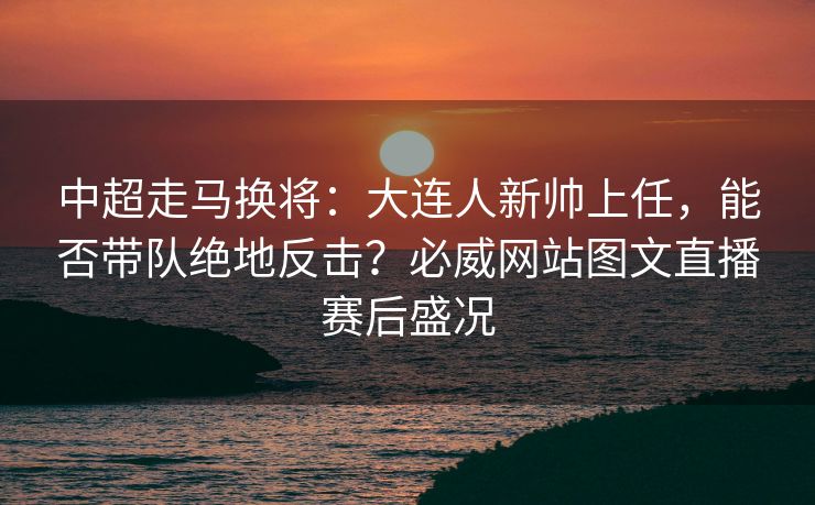 中超走马换将：大连人新帅上任，能否带队绝地反击？必威网站图文直播赛后盛况  第1张