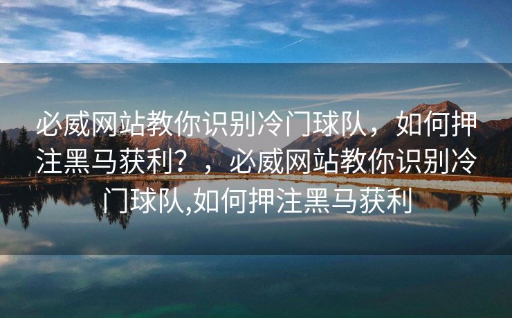 必威网站教你识别冷门球队，如何押注黑马获利？，必威网站教你识别冷门球队,如何押注黑马获利  第2张